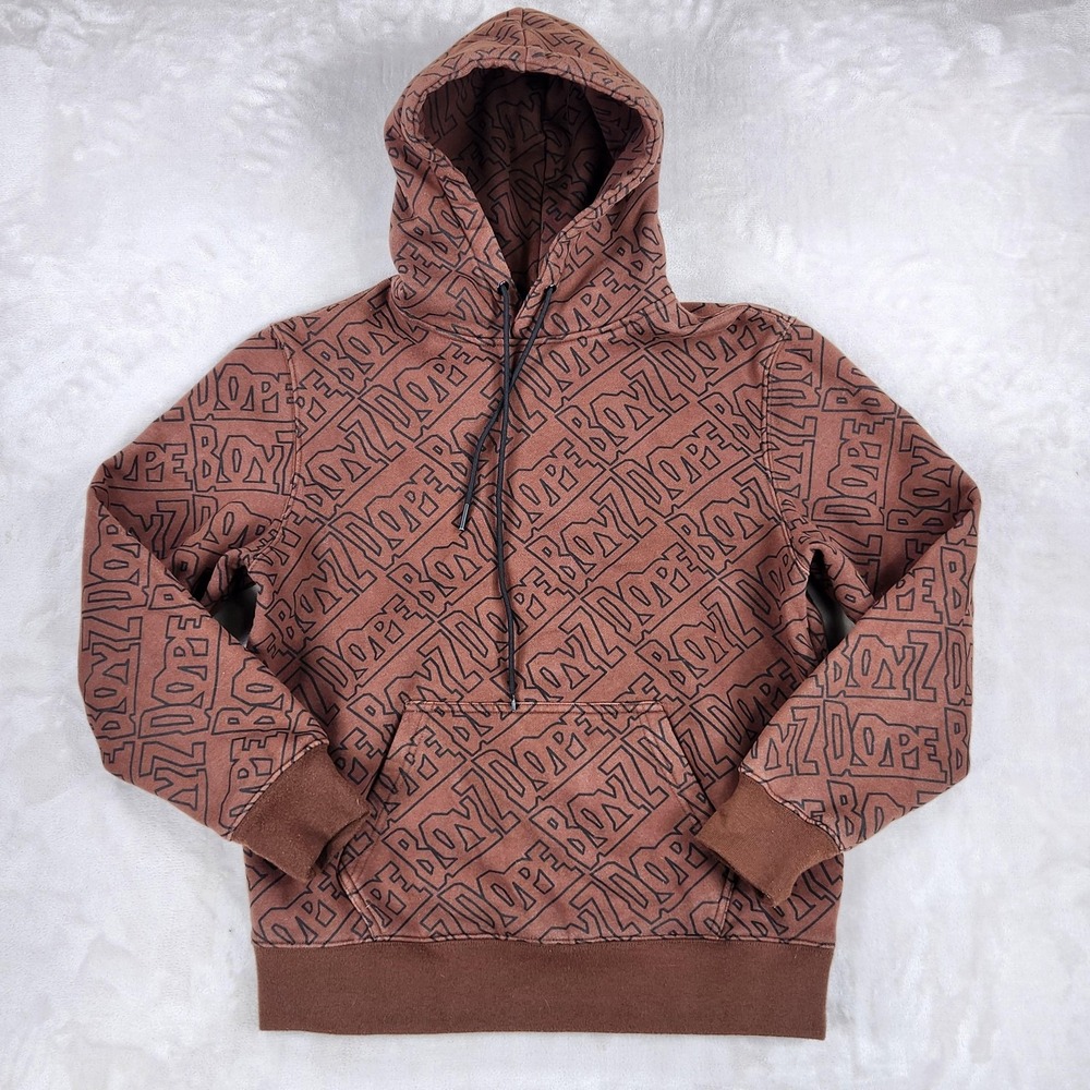 Dope Snowboarding Hoodie Sweatshirt Mens Medium Brown Dope Boyz Fleece Pullover